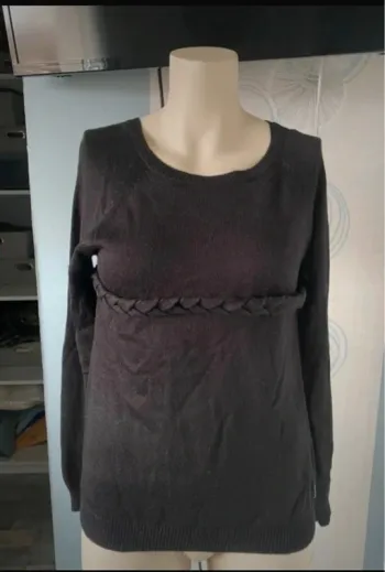 Pull noire taille S bi matière Le grenier de Little Marcel