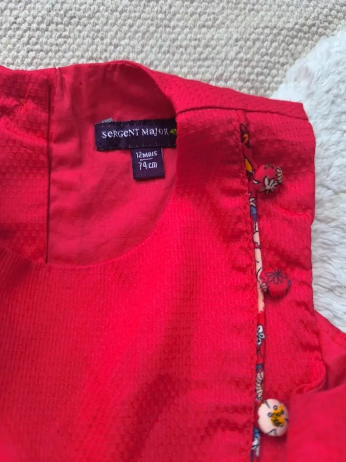 👗 Robe rouge brodée Sergent Major – Taille 12 mois 👶 - photo numéro 3