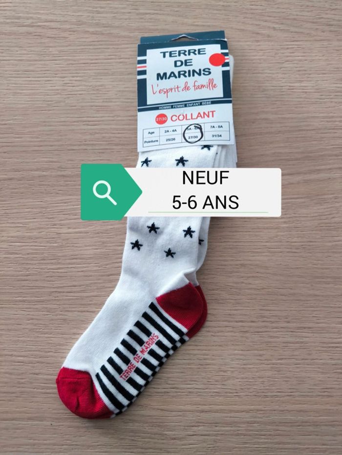 Lot de 2 paires de collants fille neufs terre de marin blanc