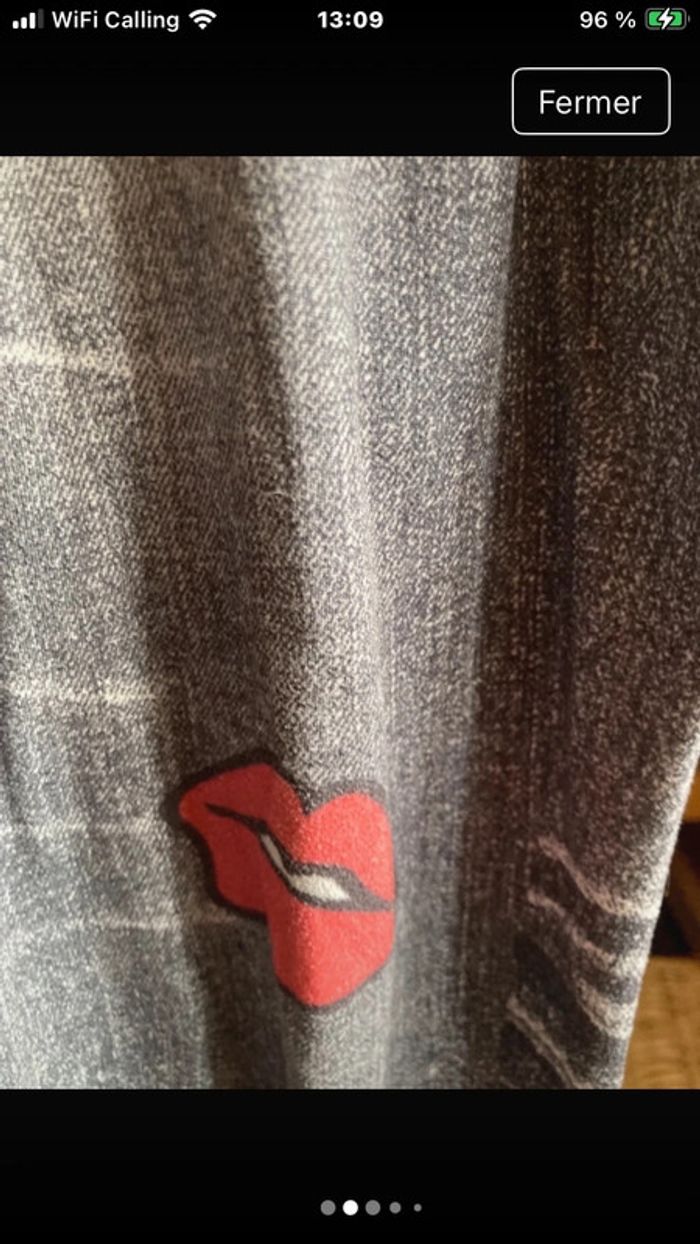 Superbe legging jeans avec stickers style USA taille unique - photo numéro 3