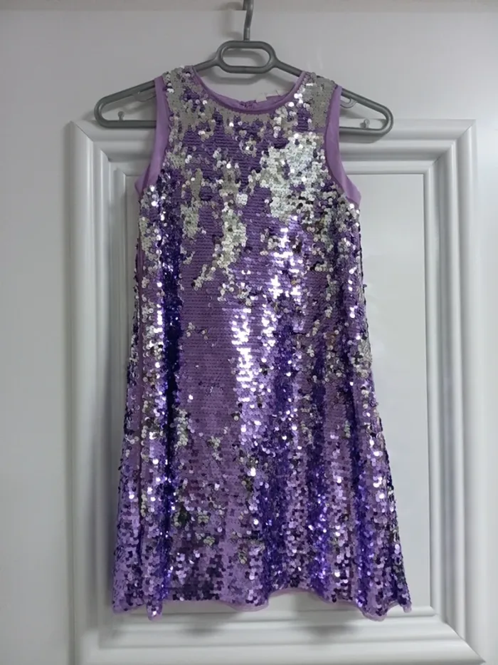 Robe à paillettes mauve 9/10ans H&M