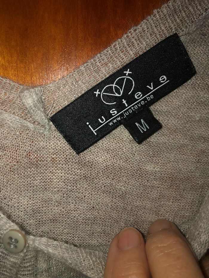 Pull léger gris col v Justeve 38 - photo numéro 3