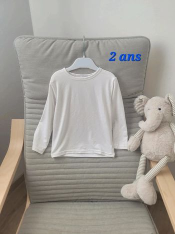 Tee shirt manches longues blanc 2 ans