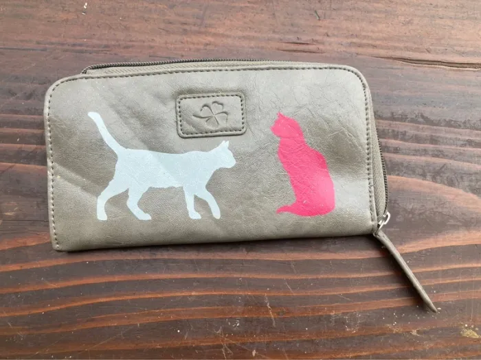 Grand portefeuille chat avec poches