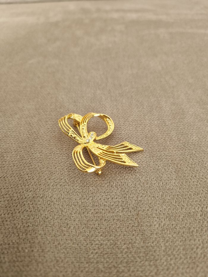 Broche noeud vintage dorée - photo numéro 6