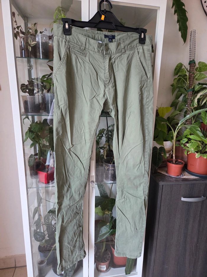 Pantalon chino slim vert