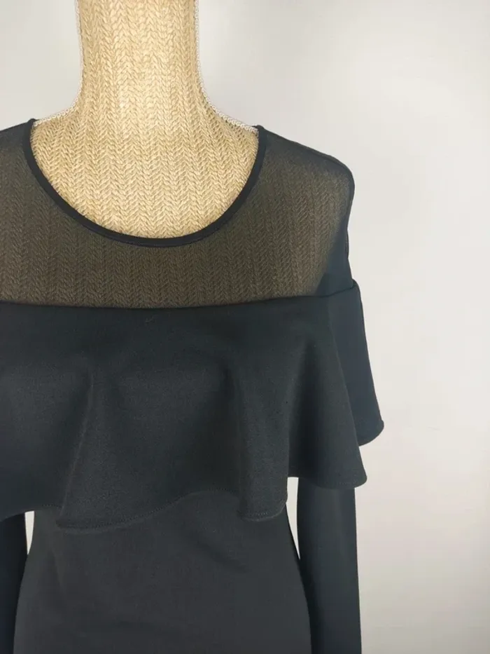 Robe mi-longue manches longues volants et mesh noire taille L Vera & Lucy - photo numéro 4
