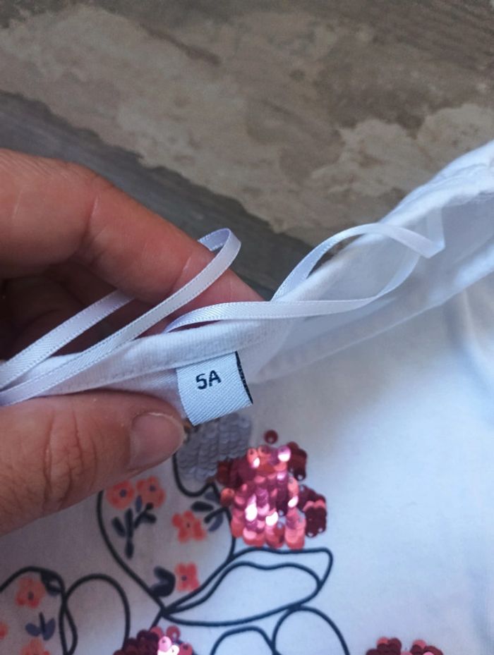 Tee shirt chemise manches longues Fille 5 ans Fleurs Sequins réversibles - photo numéro 2