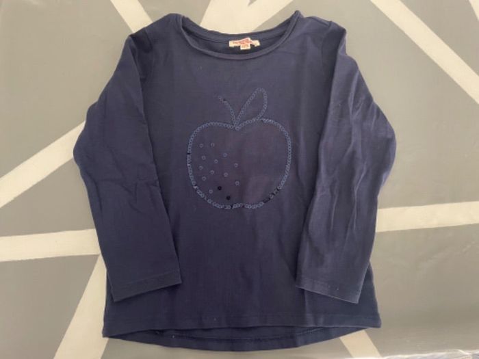 T-shirt manches longues fille bleu marine à sequins - 5 ans - DPAM