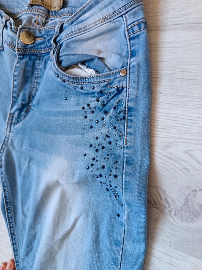 Jeans 36 S femme pantalon mychristy tbe perles strass - photo numéro 5