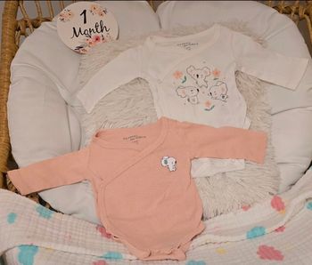 Lot de 2 bodies Du Pareil aux Même 1 mois 53cm