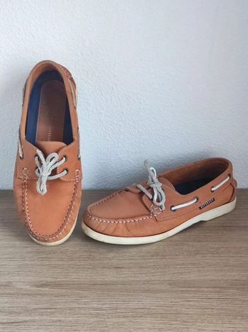 Chaussures bateau camel blanc cuir / Beverley - 40
