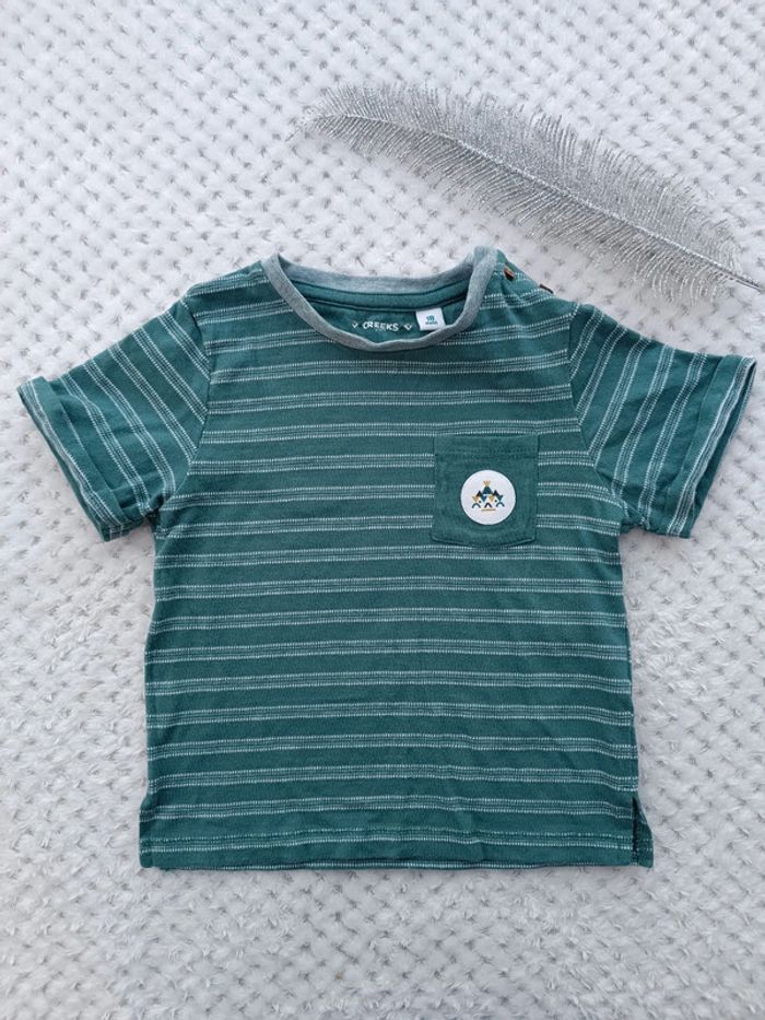 🔸 T-shirt Rayé Manches Courtes - Creeks 18 Mois Garçon🔸 - photo numéro 2