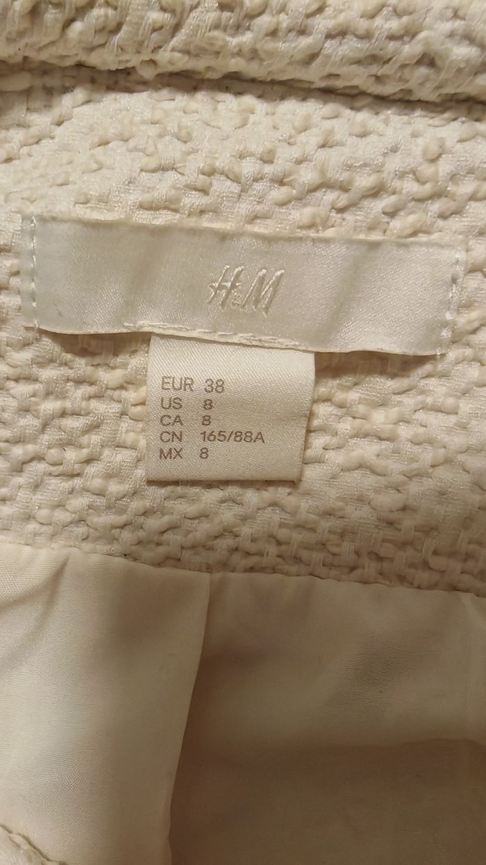 Veste zippée tweed écrue H&M taille 38 - photo numéro 3