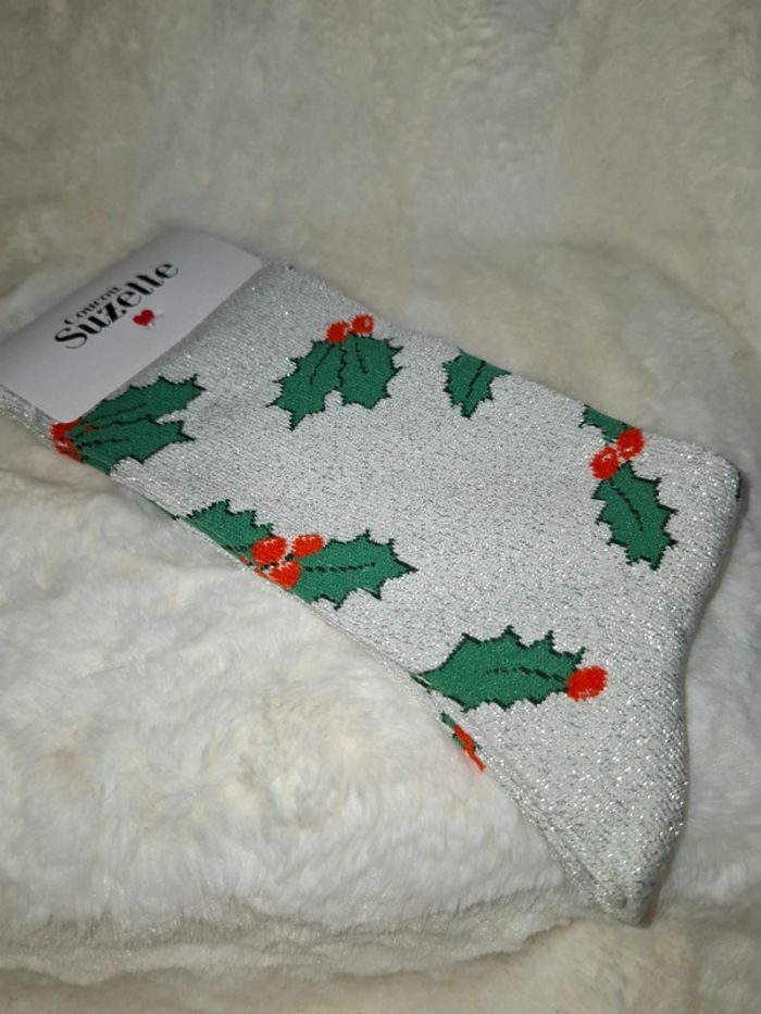 Paire de chaussettes à paillettes imprimé houx - photo numéro 5