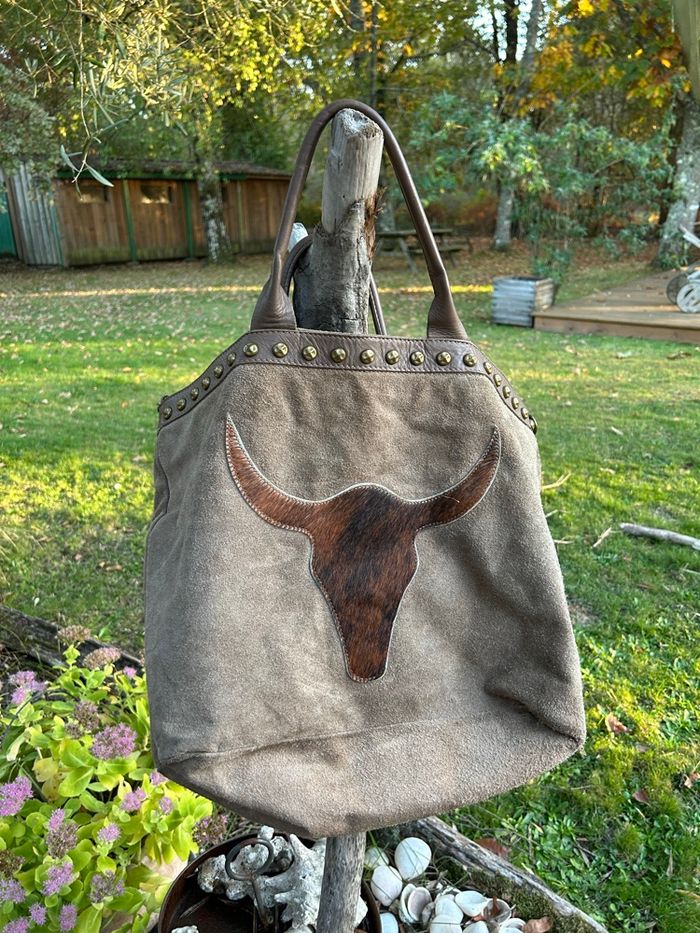 Sac cuir retourné tête de buffle - photo numéro 2