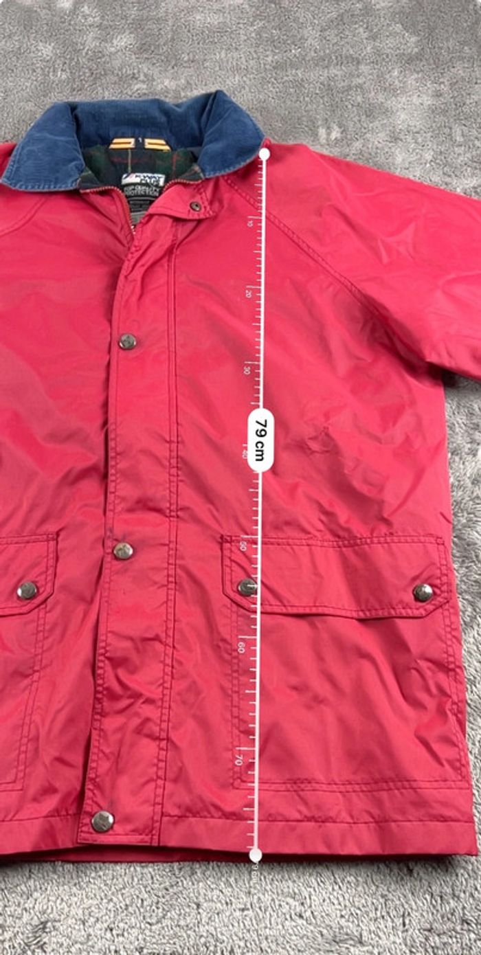 K-Way Manteau Imperméable Rouge Taille L – Col Velours Vintage - photo numéro 3