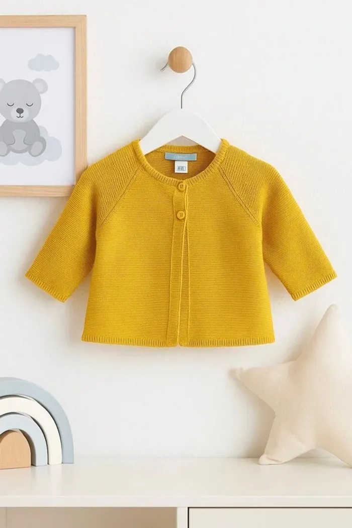 Gilet bébé moutarde Obaïbi – 6 mois Neuf avec étiquette