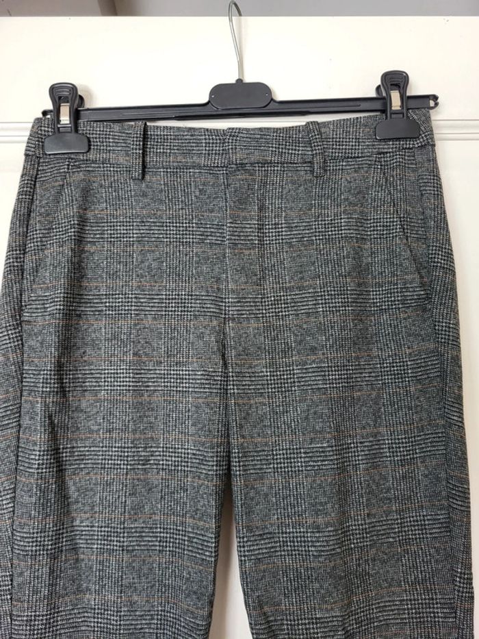 Pantalon gris à carreaux prince-de-galles Zara - photo numéro 2