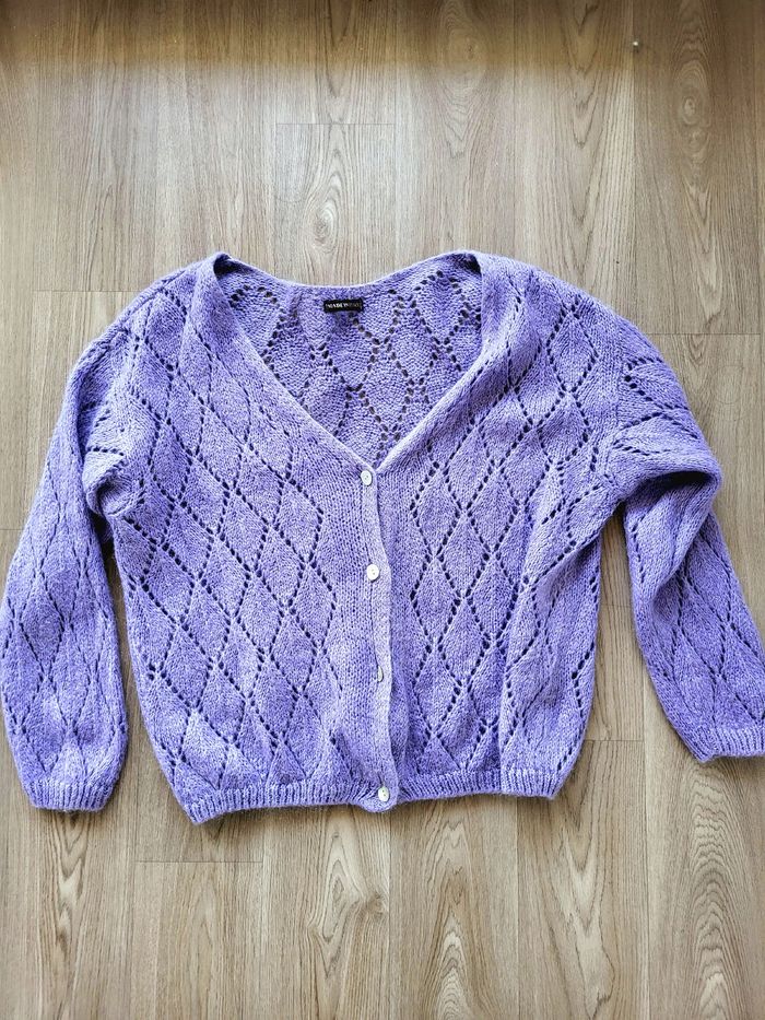 Gilet en laine mohair lila - photo numéro 4