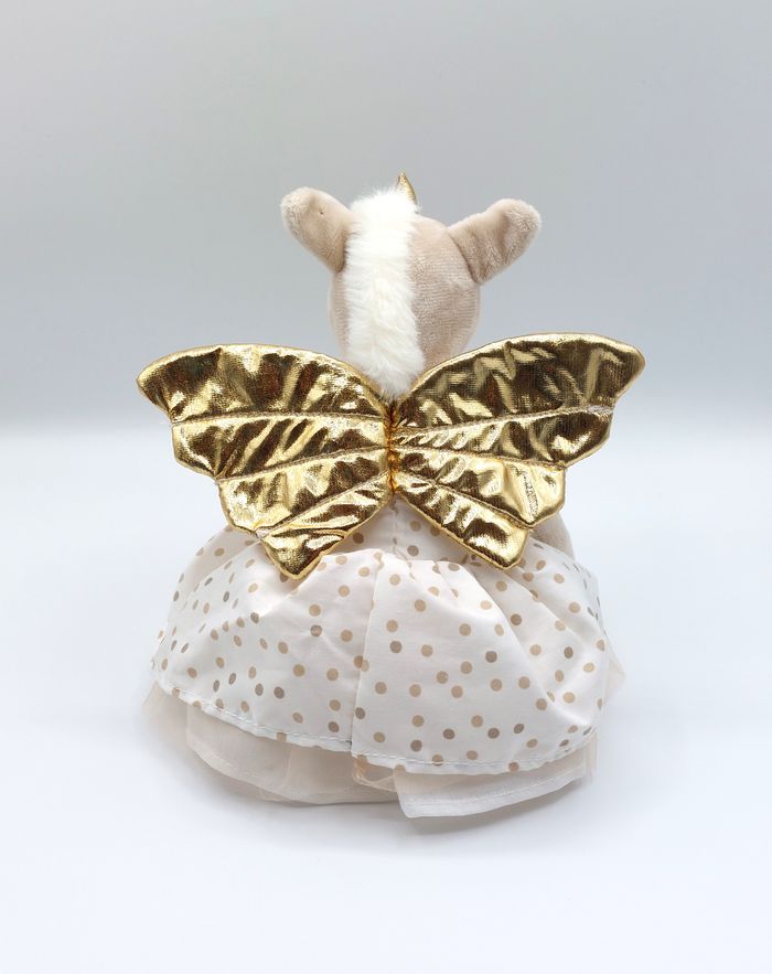 Peluche doudou licorne beige blanc ailes dorées ATMOSPHERA For Kids robe état neuf - photo numéro 2