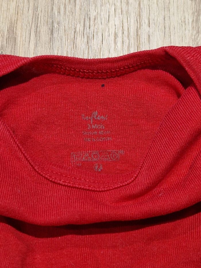 Body Bébé Rouge Uni Manches Longues Mixte 3 mois - photo numéro 3