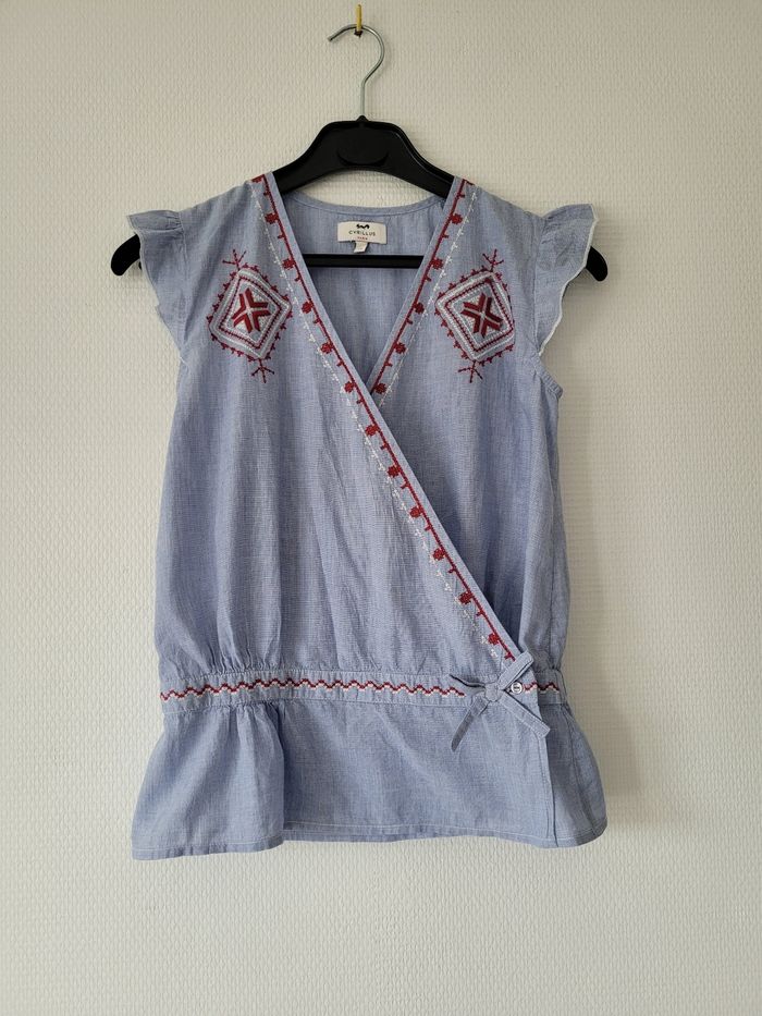 Blouse bleue Cyrillus 12 ans TBE