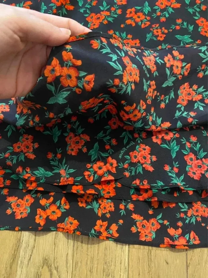 Robe 100% soie noire à motif fleuri From Future - photo numéro 4