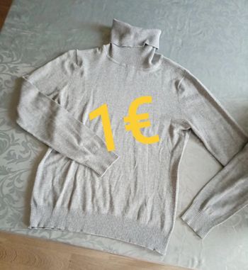 Pull col roulé femme taille 40 blanco tricot