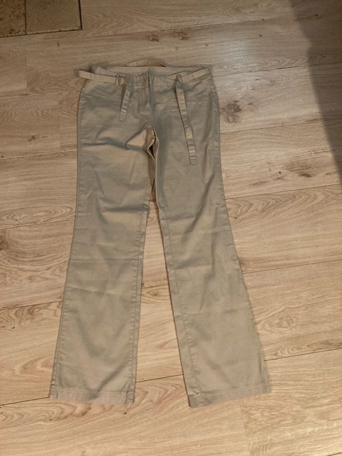 Pantalon en coton beige avec ceinture taille 40