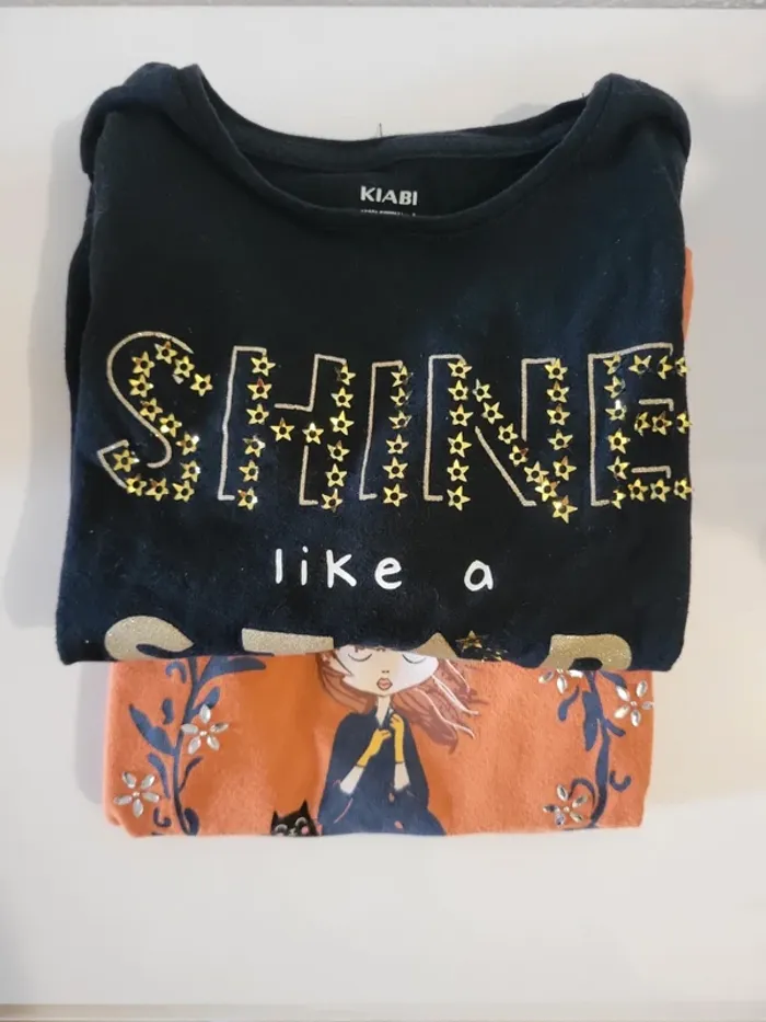 Lot de 2 tee-shirts à manches longues fille 👧 6 ans