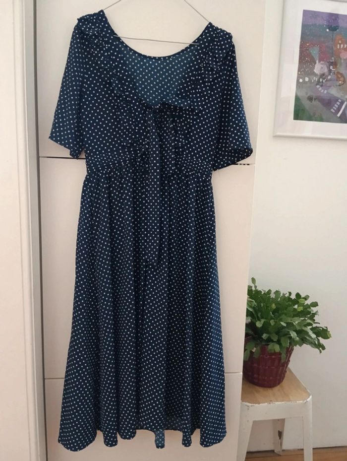 Robe bleu foncé à pois FRNCH taille M - photo numéro 6
