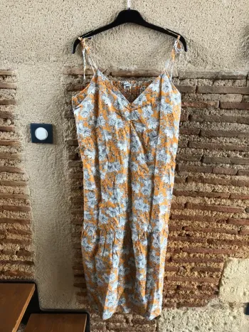Robe longue bonobo moutarde à fleurs