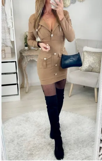 Jolie robe camel strech