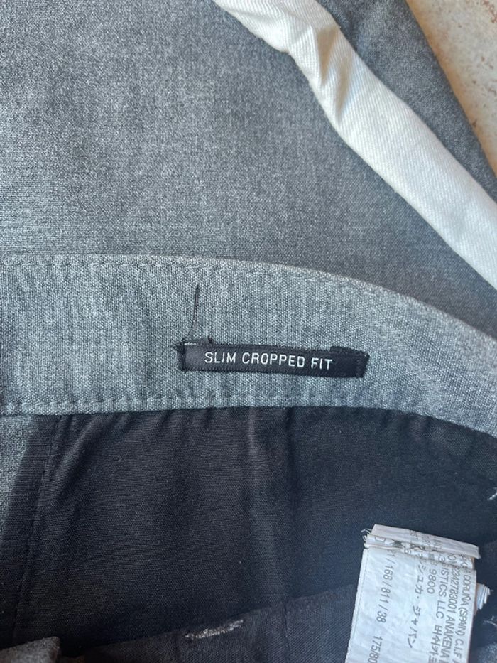 Pantalon à pince gris et blanc Bershka 38 - photo numéro 6