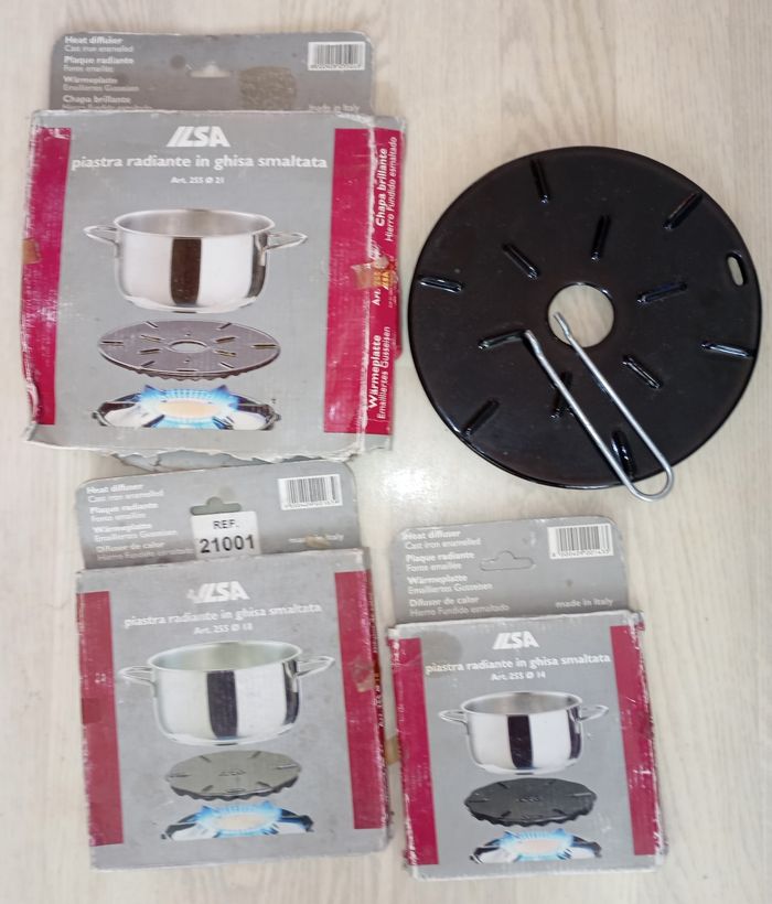 Lot de 3 plaques radiantes en fonte émaillée 14, 18 et 21 cm Ilsa NEUVES