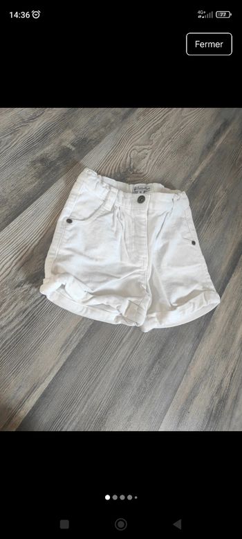 Short blanc en velours fille 5 ans