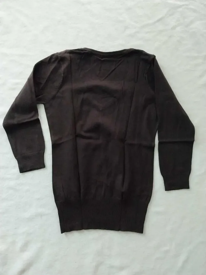 Pull marron col V TS - photo numéro 5