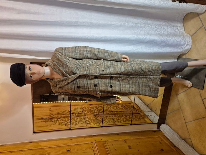 Manteau long femme à carreaux taille L - photo numéro 2