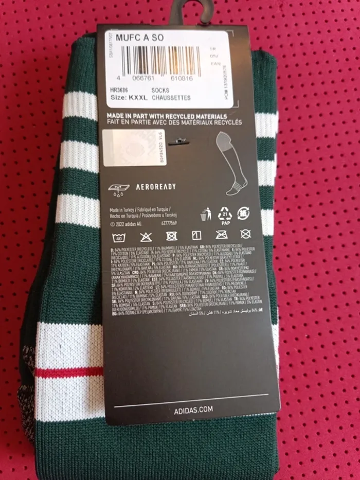 Chaussettes de foot Manchester United, Adidas Authentique Officiel taille 31/33, Neuf - photo numéro 8