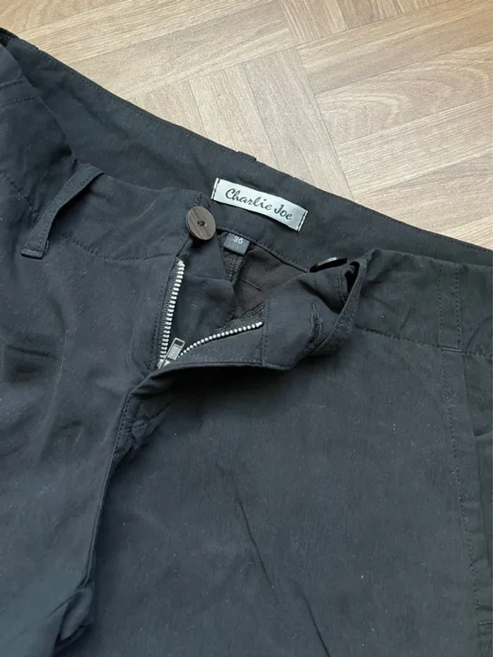 Pantalon en soie a jambes larges noir vintage Charlie Joe - photo numéro 2
