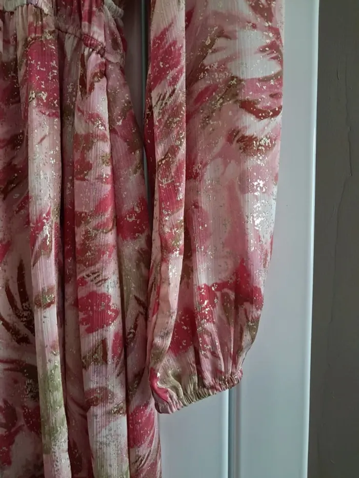 Robe longue rose et dorée Peace & Love - photo numéro 3