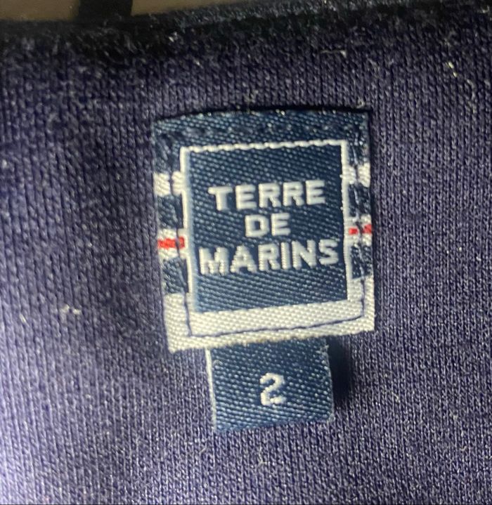 Robe bleu marine à fleurs rouges »Terre de Marins »manches 3/4 - photo numéro 6