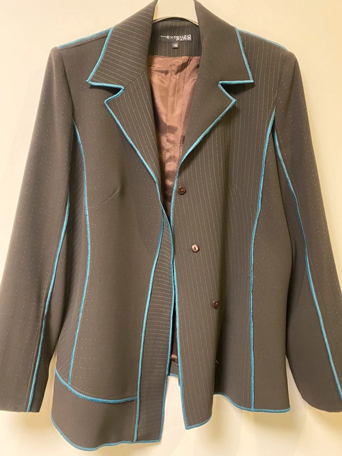 Jolie veste marron turquoise comme neuve Extenzo Paris taille 42 - photo numéro 2