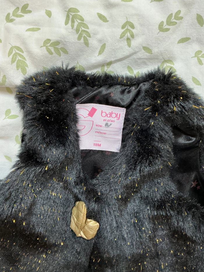 gilet sans manches en fourrure noir à paillettes gémo 18 mois - photo numéro 7