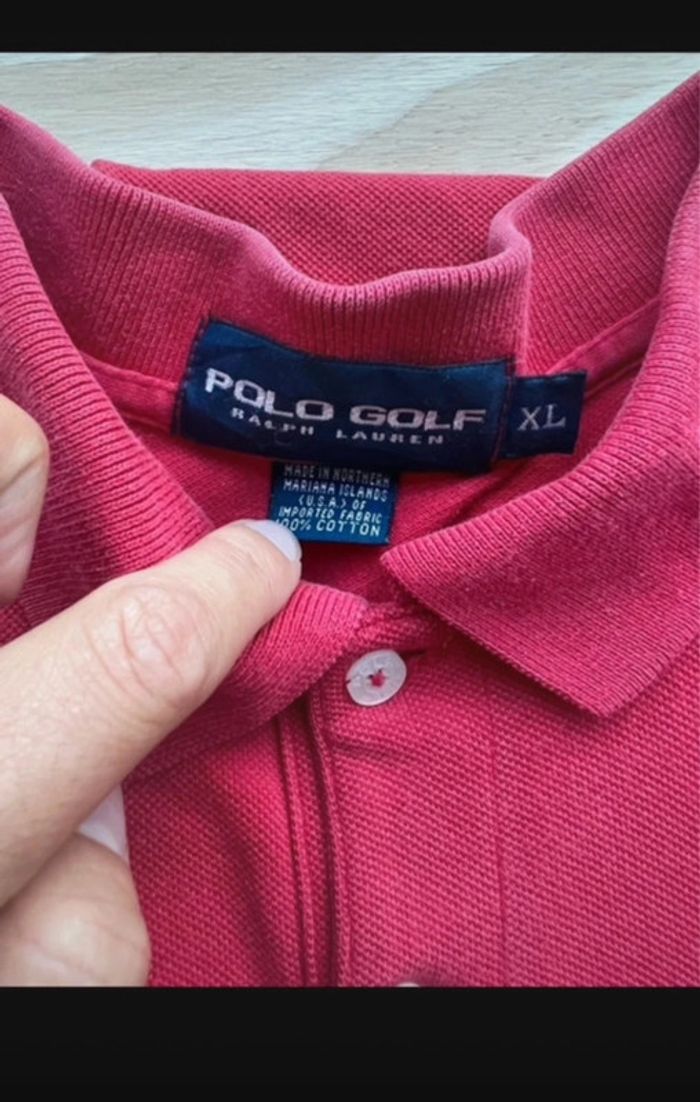 Polo Ralph Lauren golf vintage rouge logo bleu marine taille XL. - photo numéro 3