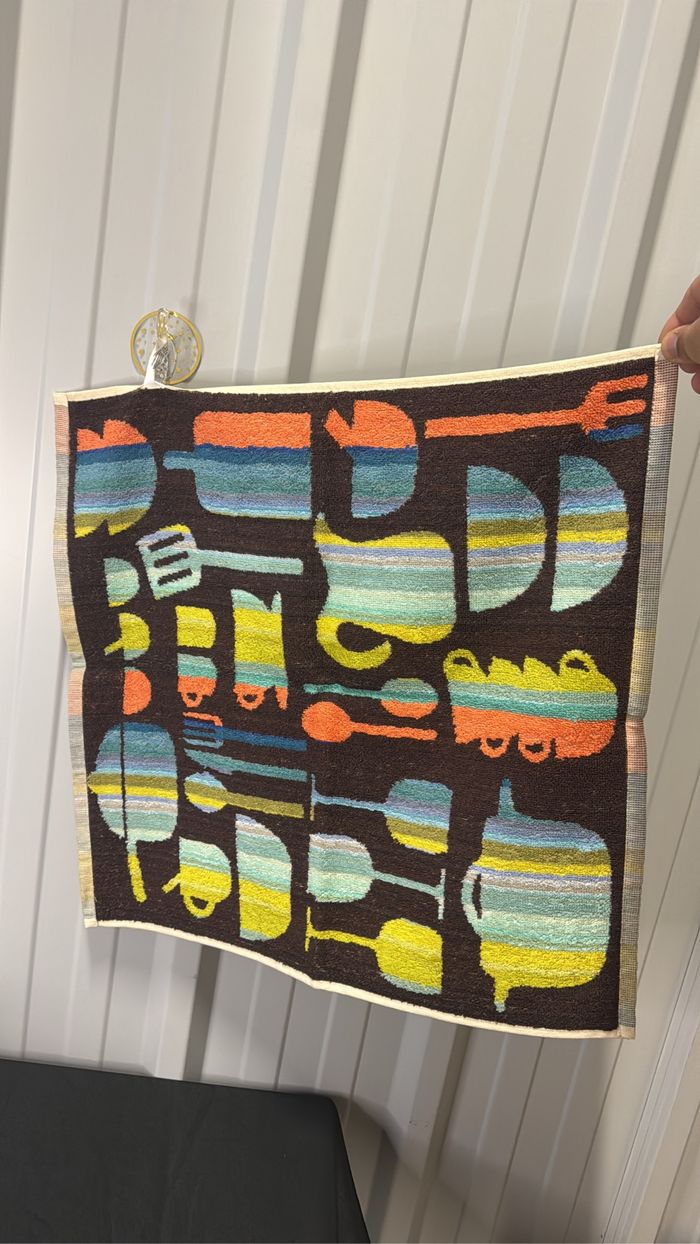 Lot 5 Torchon Coton Portugal Neuf Motif Poisson Ethnique Rétro 50×50 Serviette Cuisine - photo numéro 5
