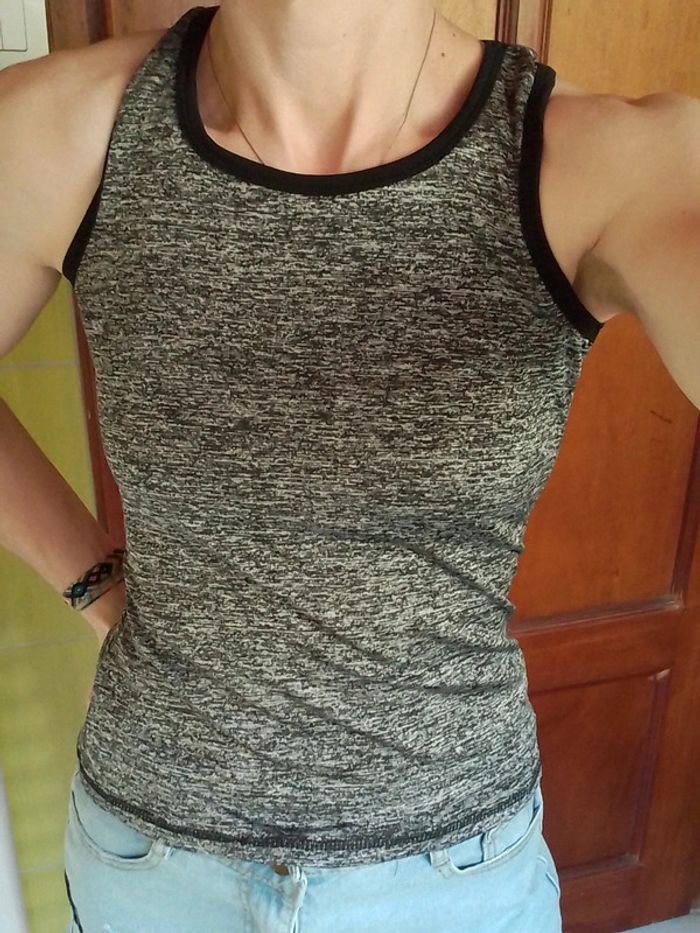 Débardeur de sport femme gris chiné