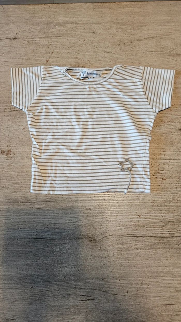 Blouse beige et grise à manches courtes, Buissonnière, 6 ans - photo numéro 2