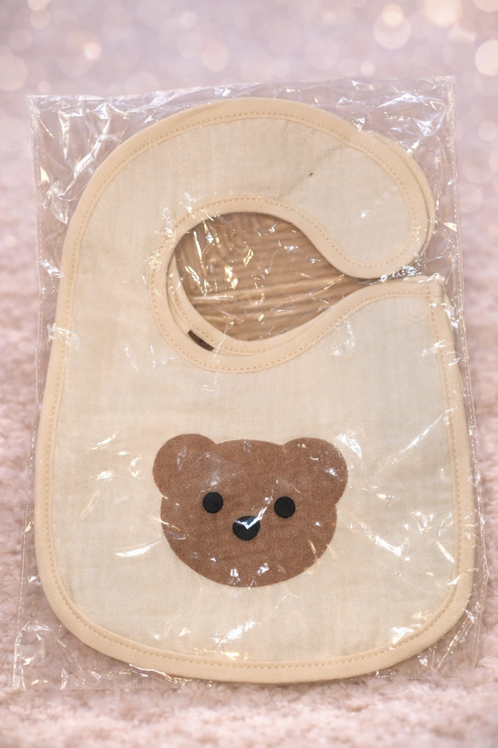🧸 Bavoir bébé neuf sous blister – Motif petit ours